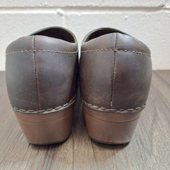 Dansko Casual Clogs Dark Brown Leather Slip On Ankle Boots Women's Size 5.5-6 - Picture 5 of 8